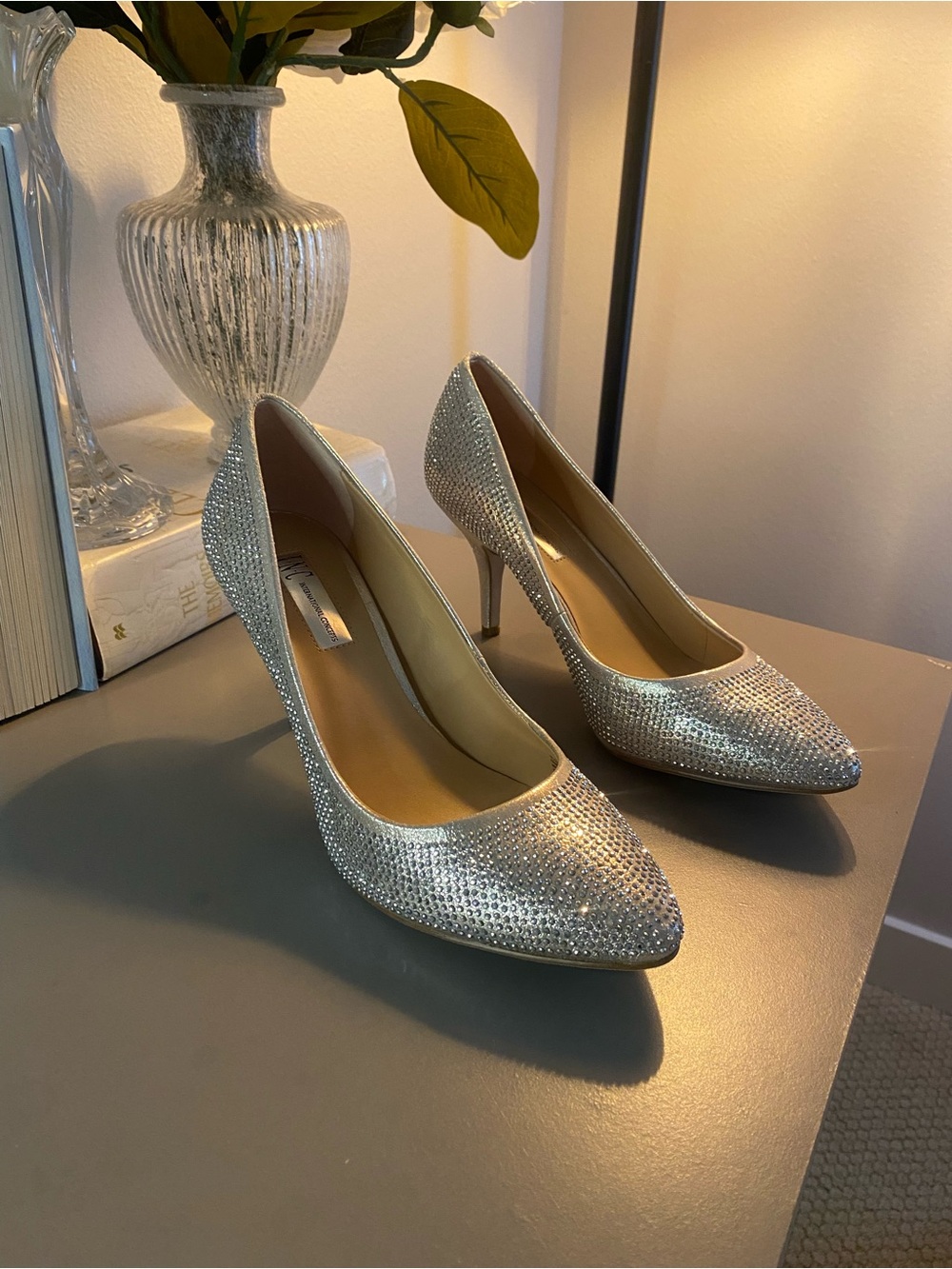 INC International Concepts Silver Crystal Pointed-Toe Pumps/never worn/LN